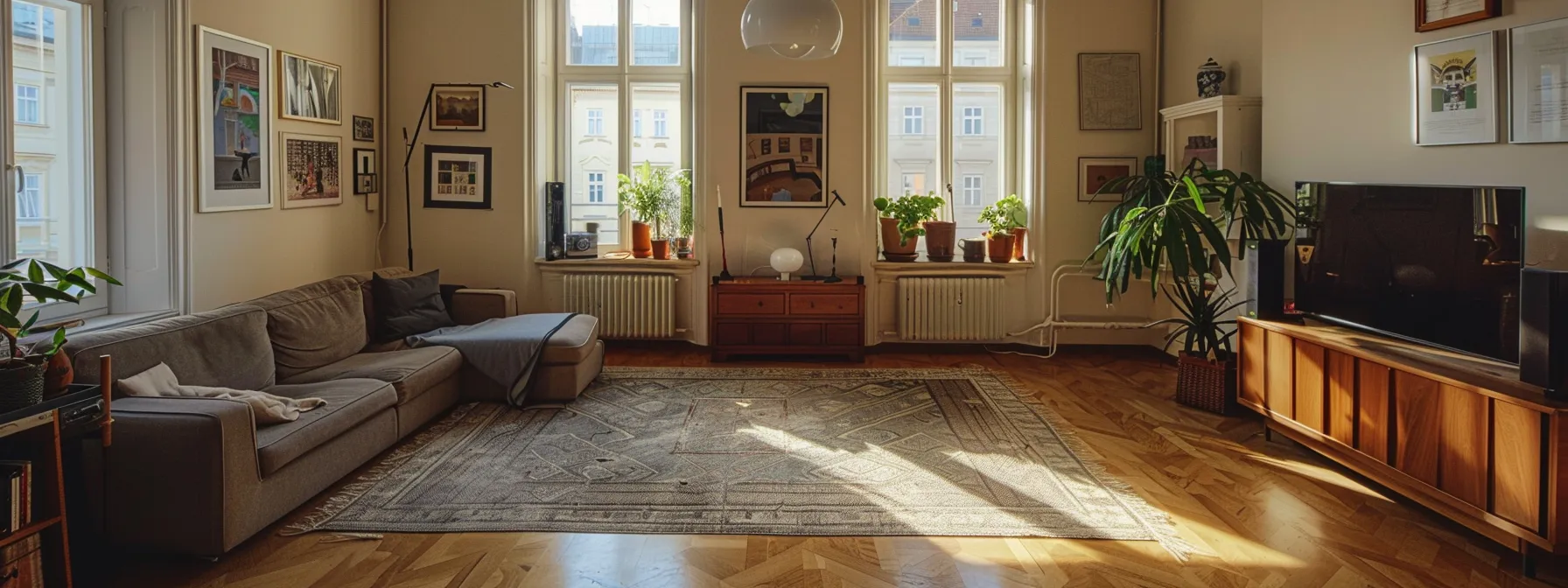 ein geräumiges und ordentliches wohnzimmer in wien, frei von unordnung und stress.