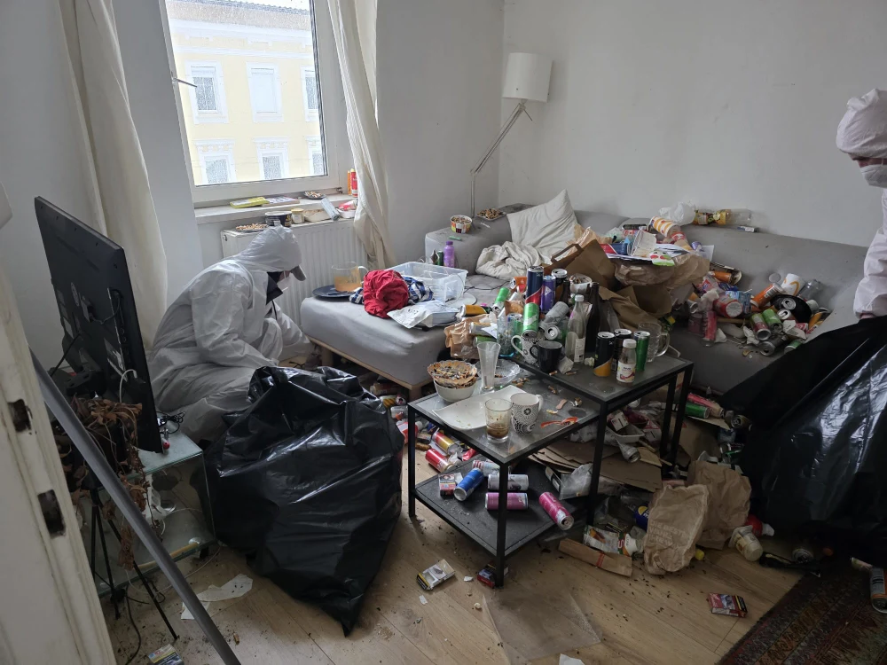 Team von Entrümpelung Experten Wien bei der Arbeit in einer Messie Wohnung